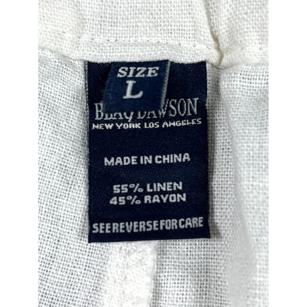 Beau Dawson Pants Womens Large White Linen Drawstring Raw Hem Wide Leg Casual - Picture 6 of 9